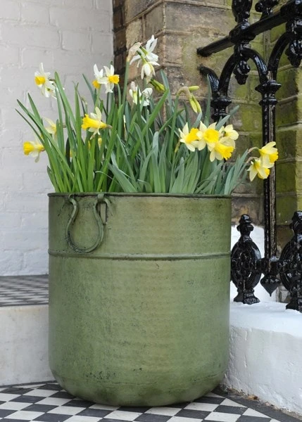 Verdigris Tall Metal Planter 2 Verdigris Tall Metal Planter - Image 2