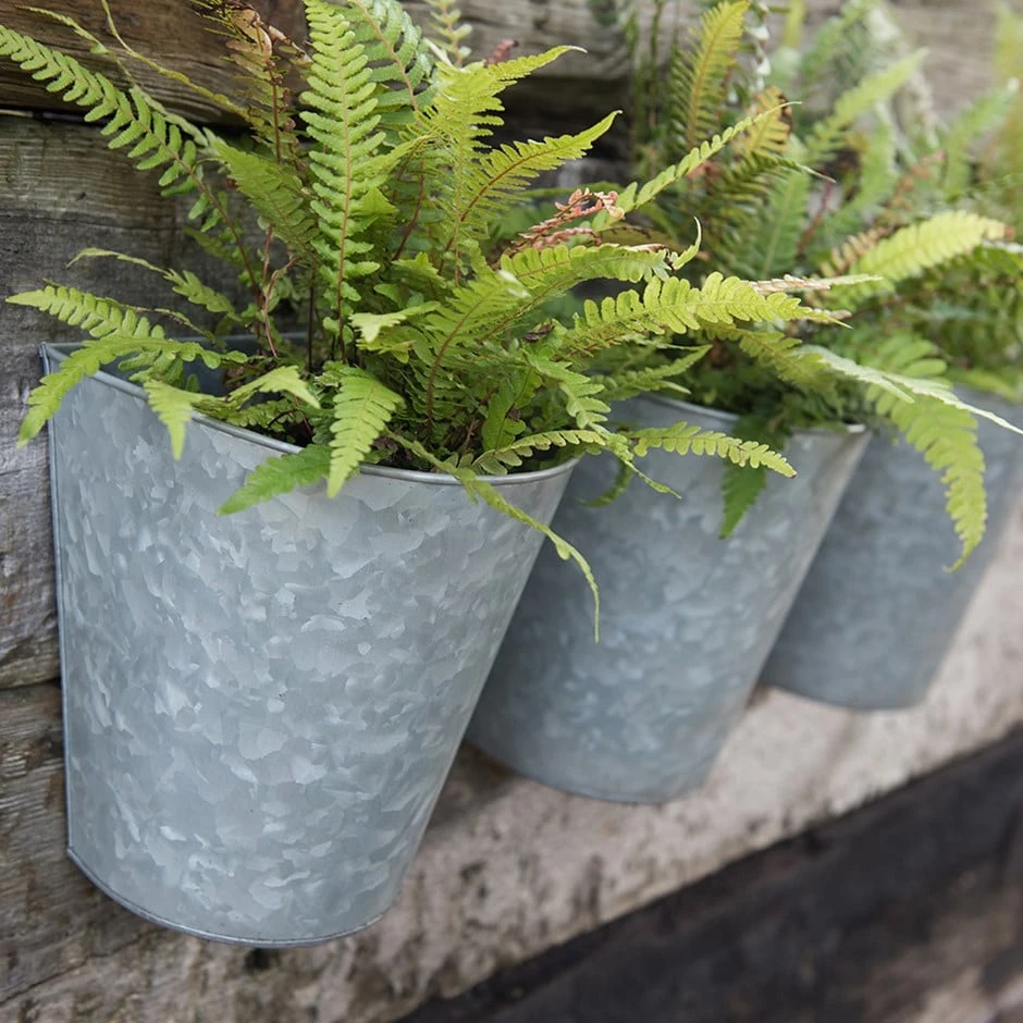 Galvanised Wall Planters - Set Of 3 1 Galvanised Wall Planters - Set Of 3