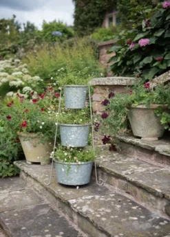 Tiered Corner Stand With Three Galvanised Pots -Cheap Plants Store pr2000027862 card3 lg
