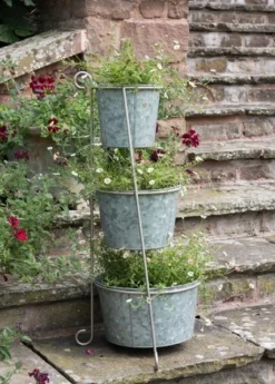 Tiered Corner Stand With Three Galvanised Pots -Cheap Plants Store pr2000027862 card4 lg