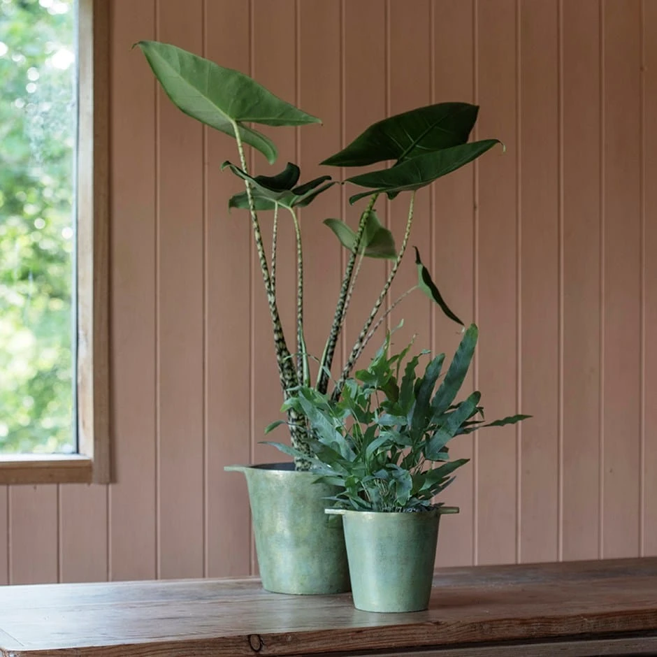 Cast Aluminium Pot Cover With Verdigris Patina 1 Cast Aluminium Pot Cover With Verdigris Patina