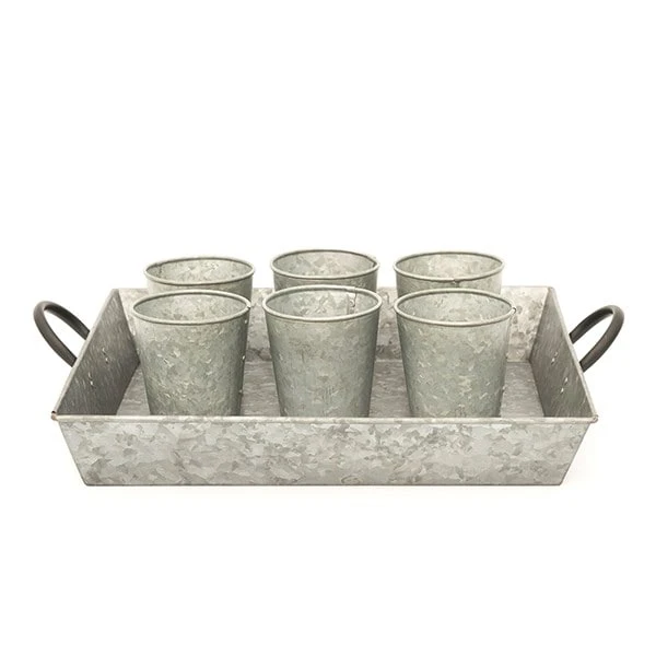 Galvanised Rectangular Tray With Blackened Handles 3 Galvanised Rectangular Tray With Blackened Handles - Image 3