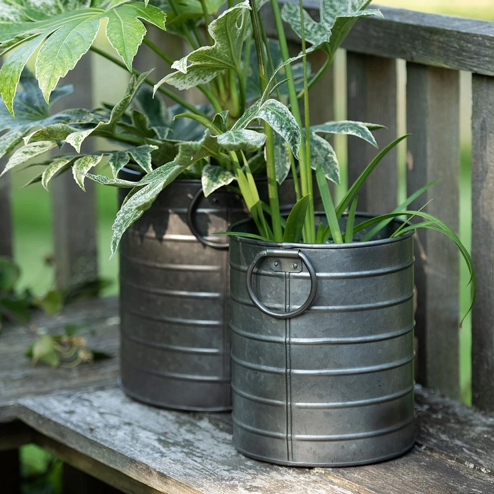 Galvanised Cylinder Pot 2 Galvanised Cylinder Pot - Image 2