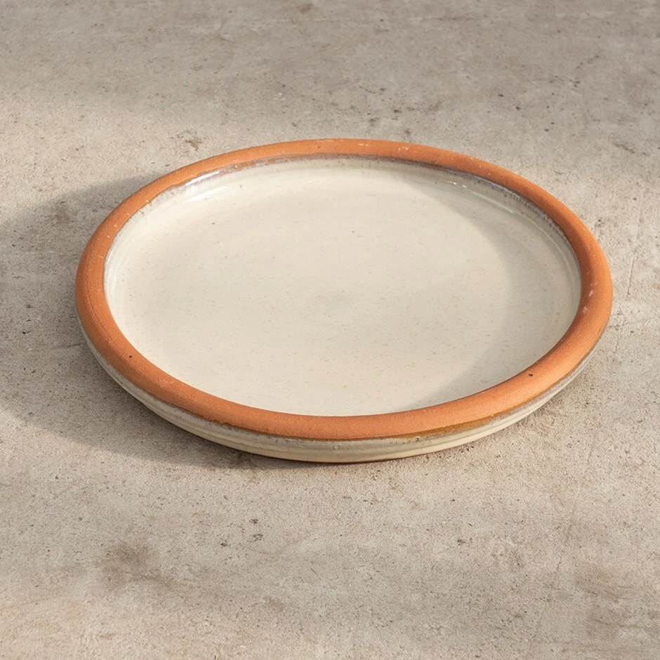 Glazed Terracotta Bird Bath Saucer - Oatmeal 1 Glazed Terracotta Bird Bath Saucer - Oatmeal