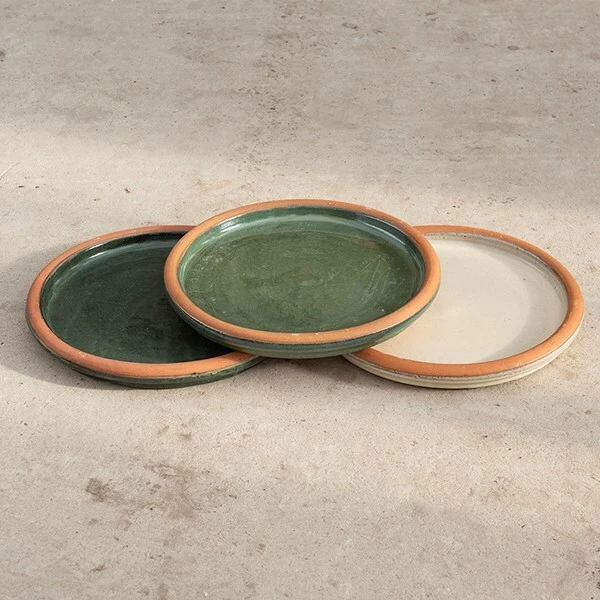 Glazed Terracotta Bird Bath Saucer - Oatmeal 3 Glazed Terracotta Bird Bath Saucer - Oatmeal - Image 3