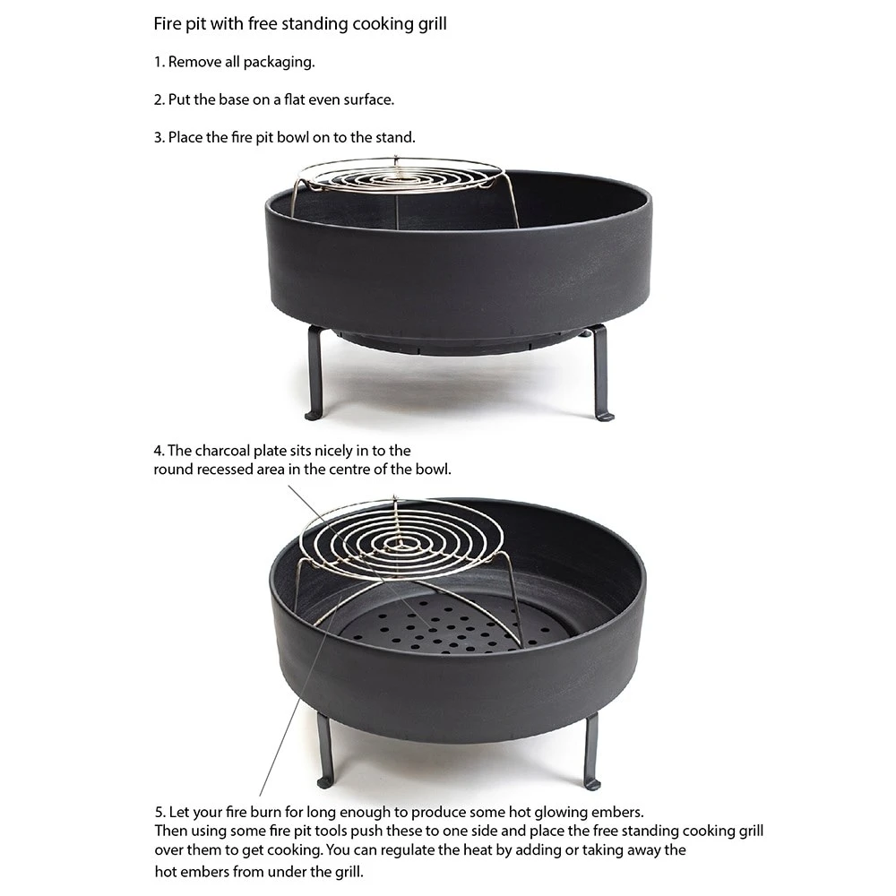 Fire Pit With Free Standing Cooking Grill - Stainless Steel Base 6 Fire Pit With Free Standing Cooking Grill - Stainless Steel Base - Image 6