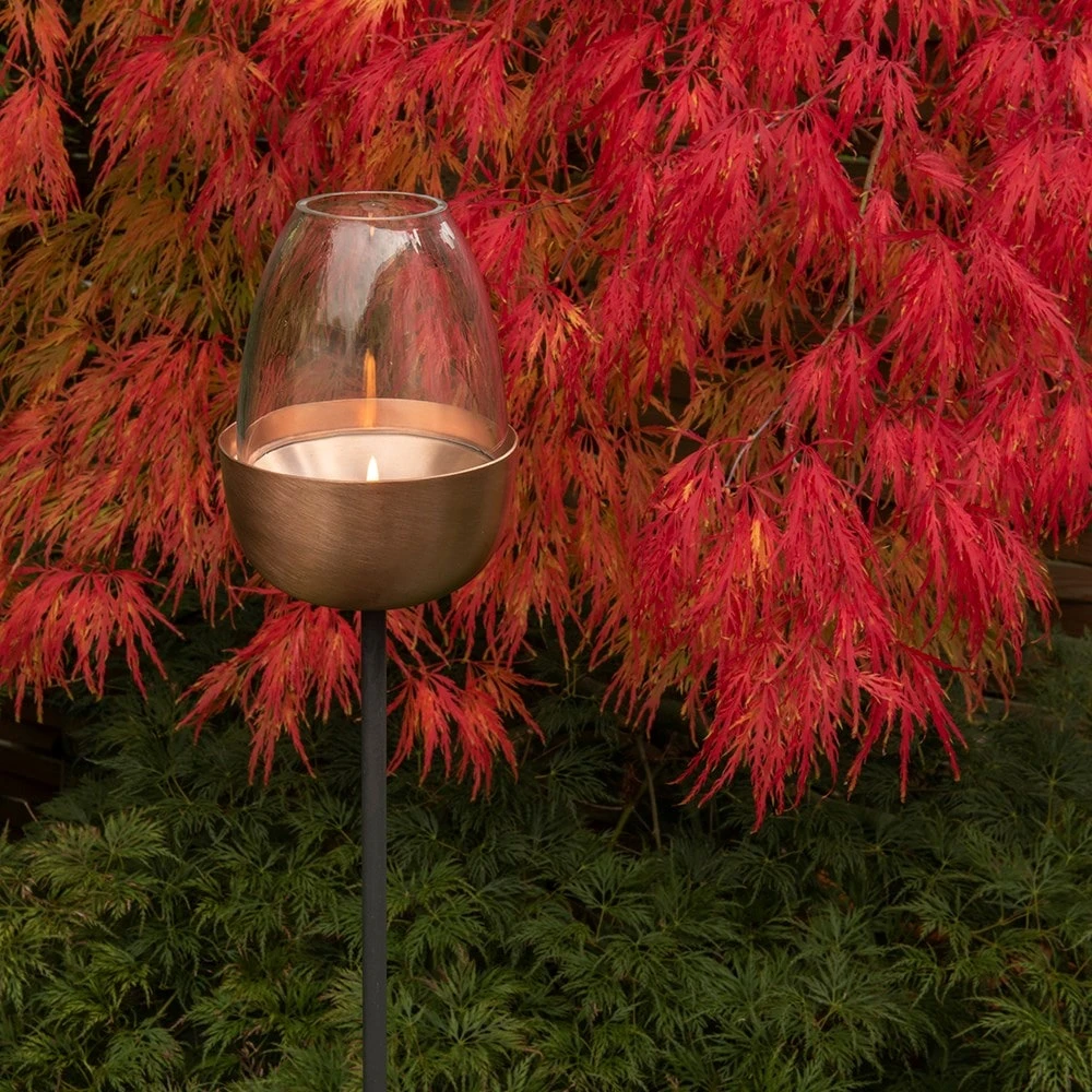 Tulip Stake Tealight Holder (adjustable Height) - Brushed Copper 2 Tulip Stake Tealight Holder (adjustable Height) - Brushed Copper - Image 2