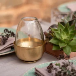 Tulip Tealight Holder - Brass